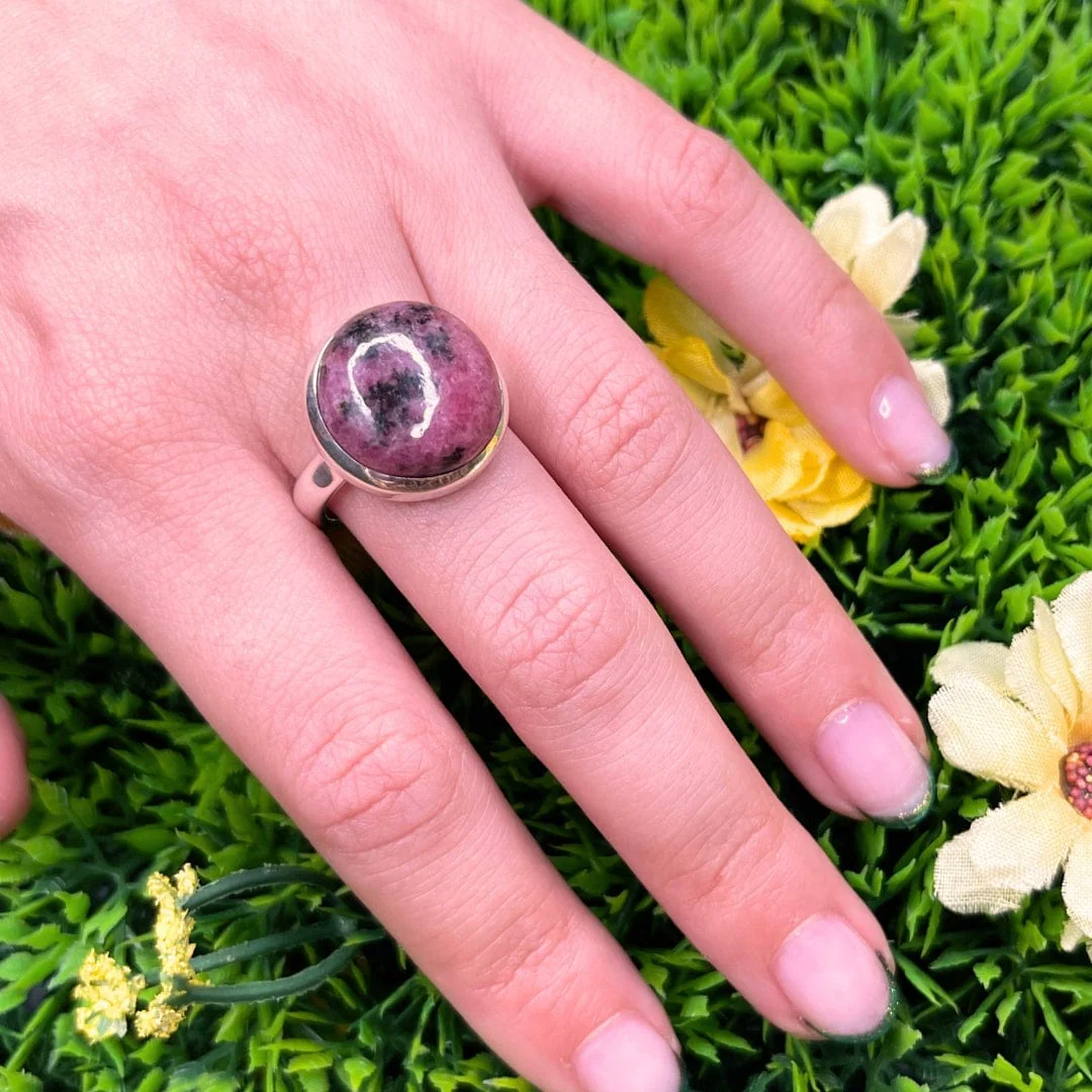 Bague Argent Rhodonite Australienne #8 - Image 2