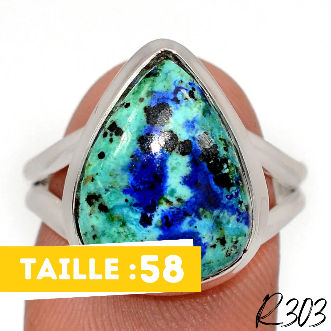 Bague Azurite Malachite Argent 925 R303