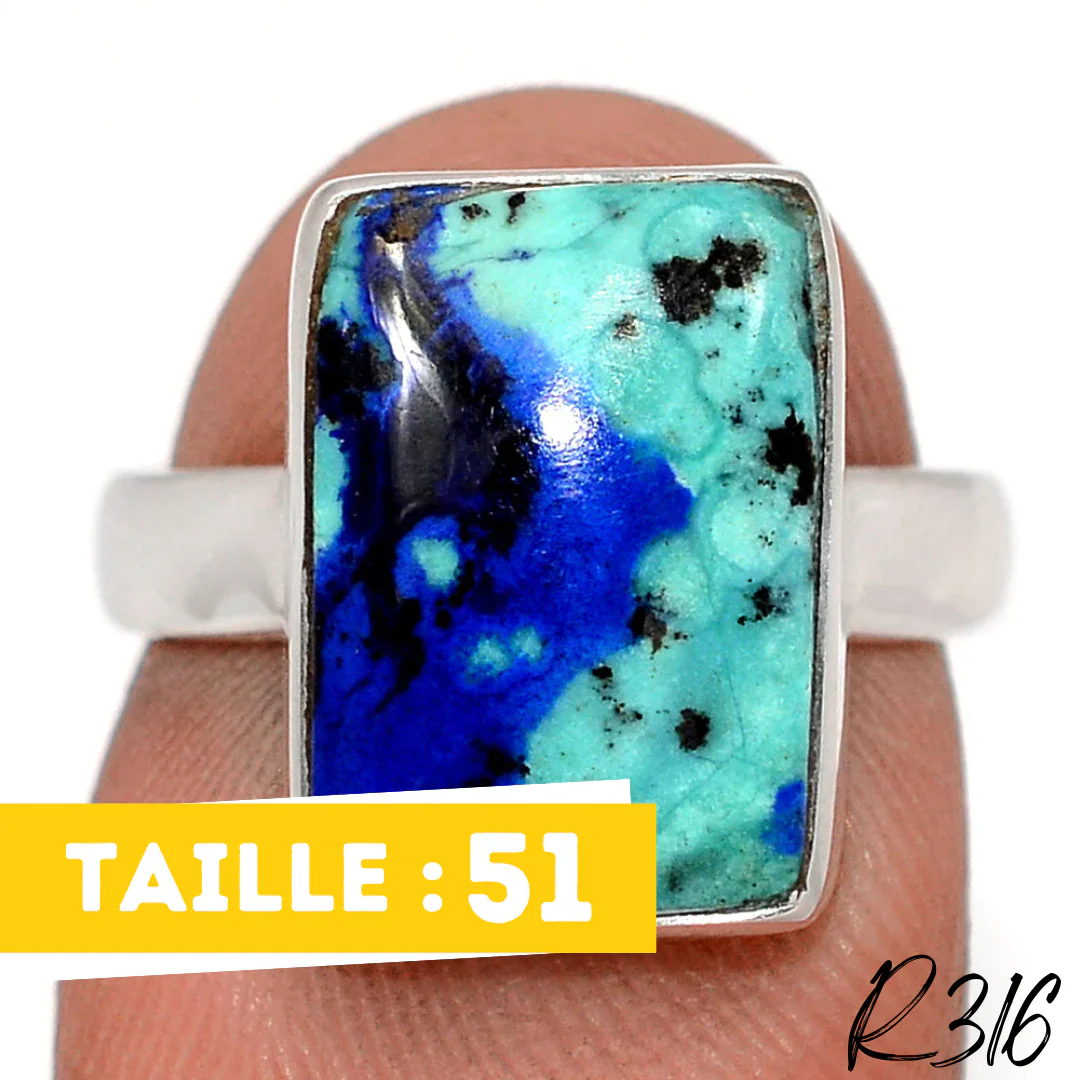 Bague Azurite Malachite Argent 925 R316