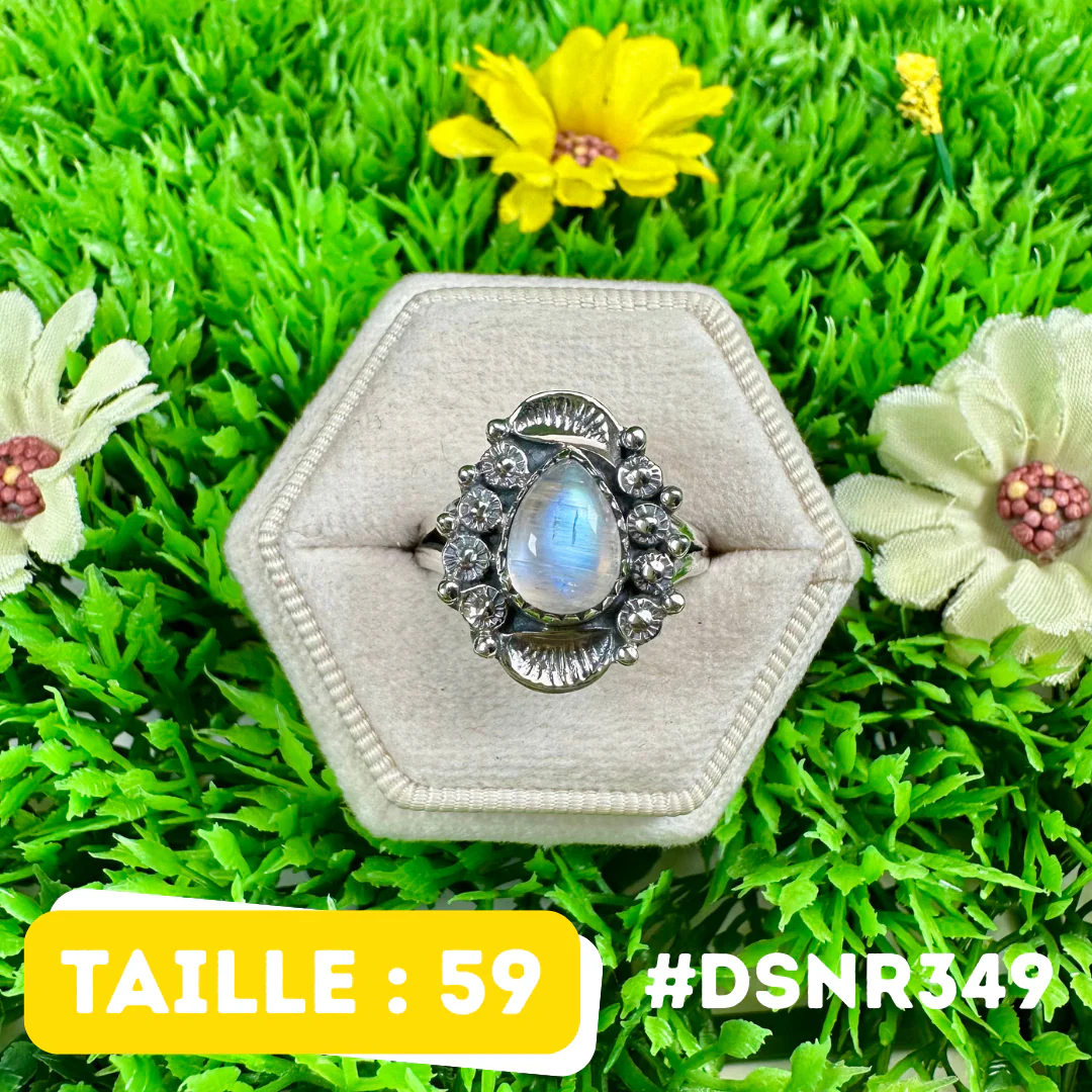 Bague Design Fleurs Labradorite en Argent 925 #DSNR349