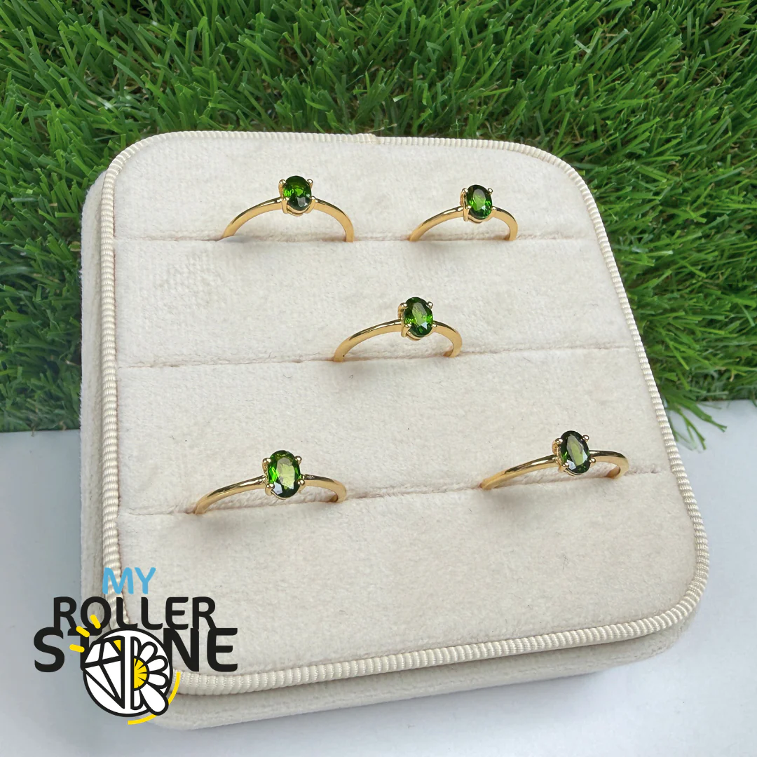 Bague Diopside Argent 925 Plaqué Or 18K Ovale (5 Tailles) - Image 2