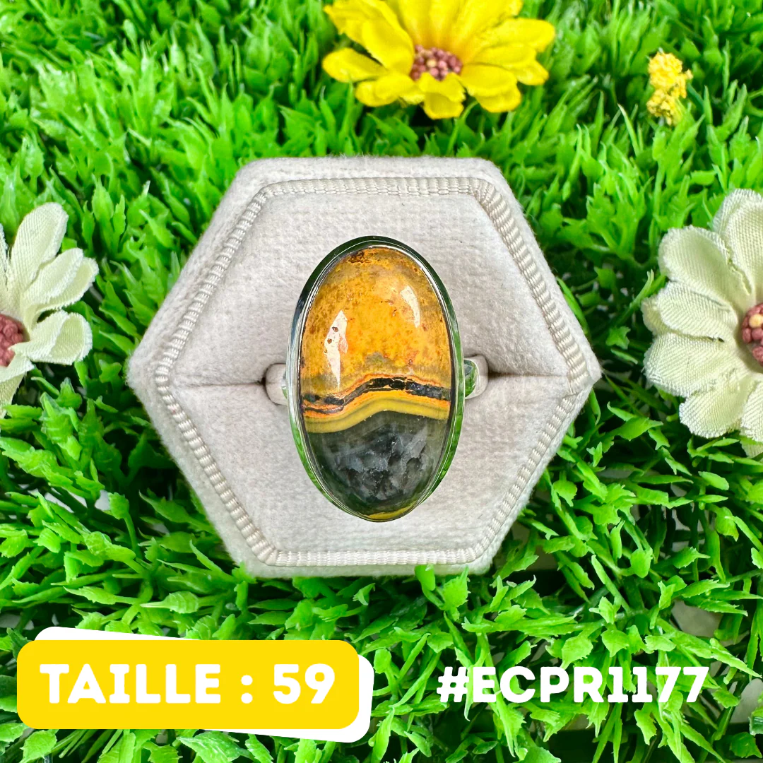 Bague Jaspe Bumblebee Argent 925 #ECPR1177