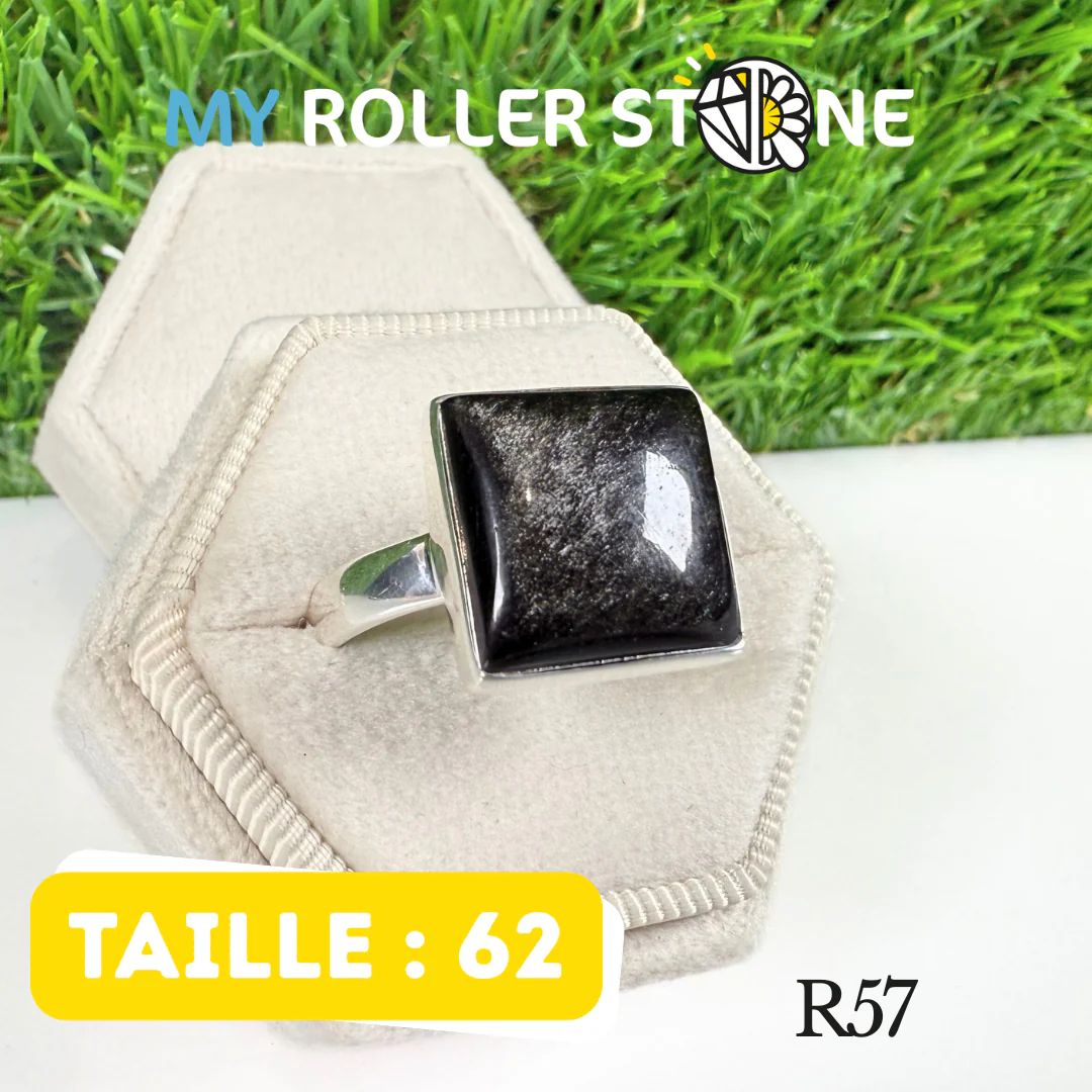 Bague Obsidienne Argentée et Argent 925 (SSOR57 )