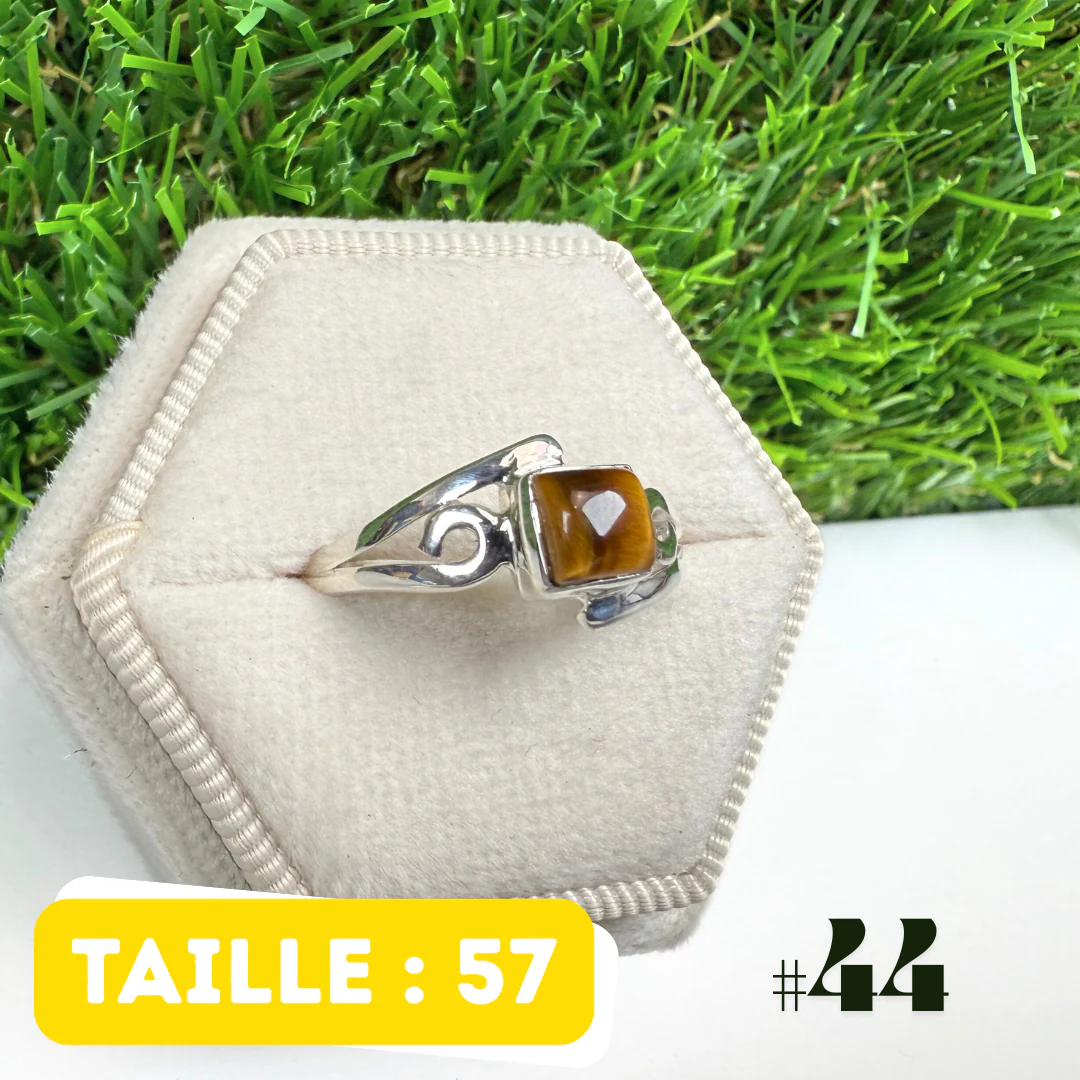 Bague Oeil De Tigre Argent #44 - Image 2