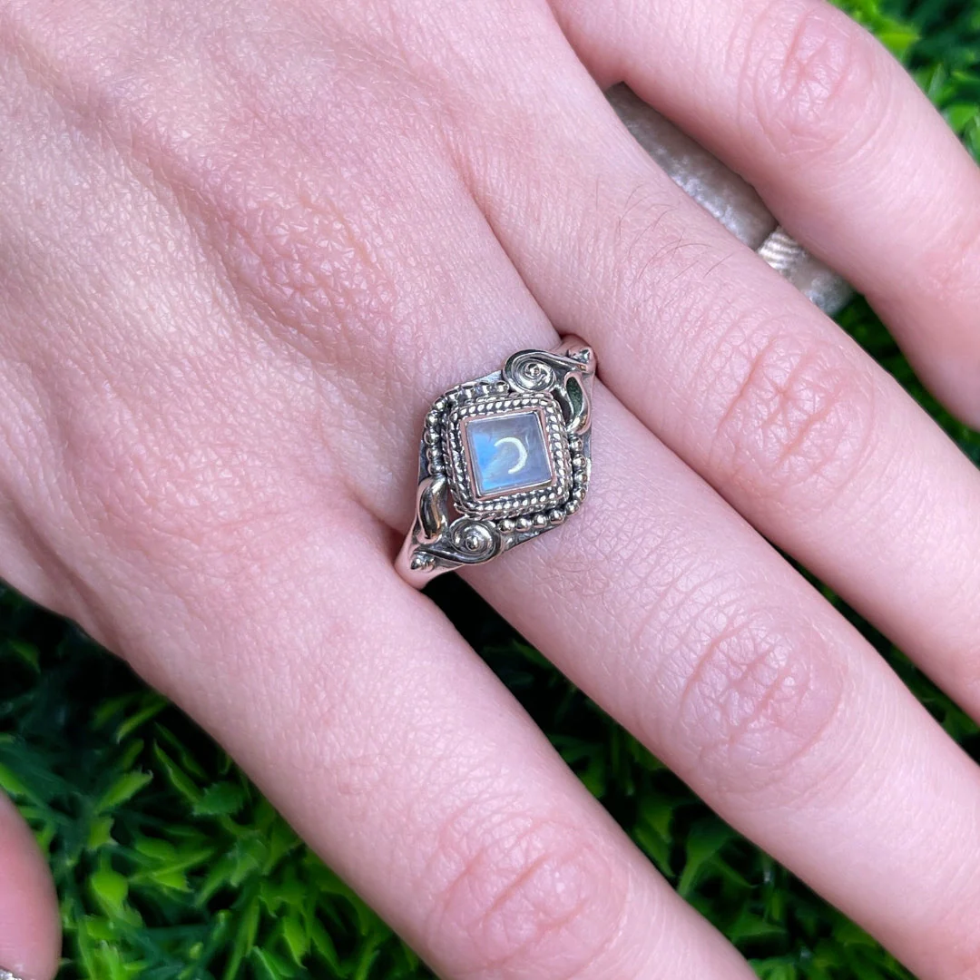 Bague Pierre de Lune Blue Fire #105 - Image 2