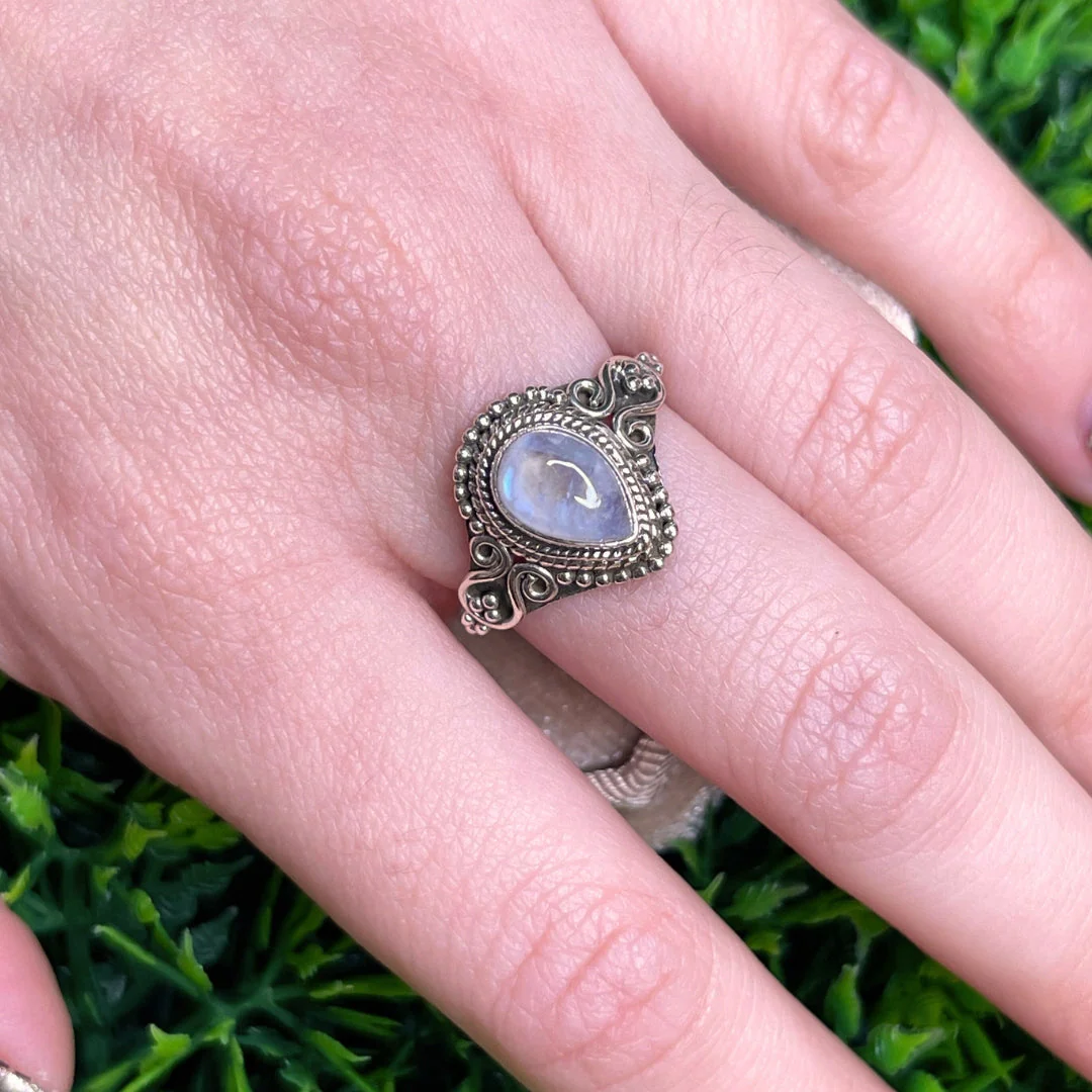 Bague Pierre de Lune Blue Fire #106 - Image 2