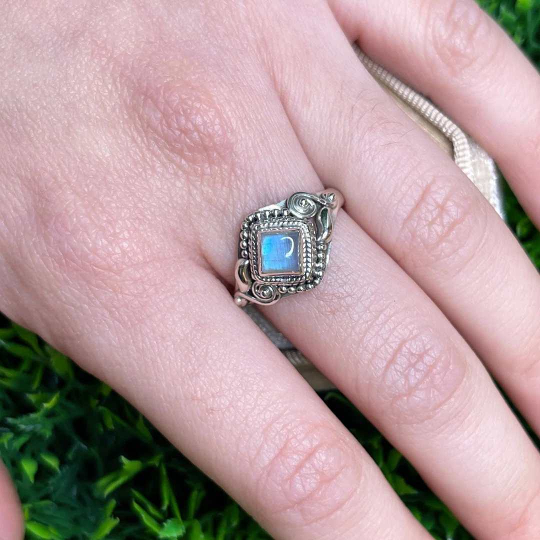 Bague Pierre de Lune Blue Fire #110 - Image 2