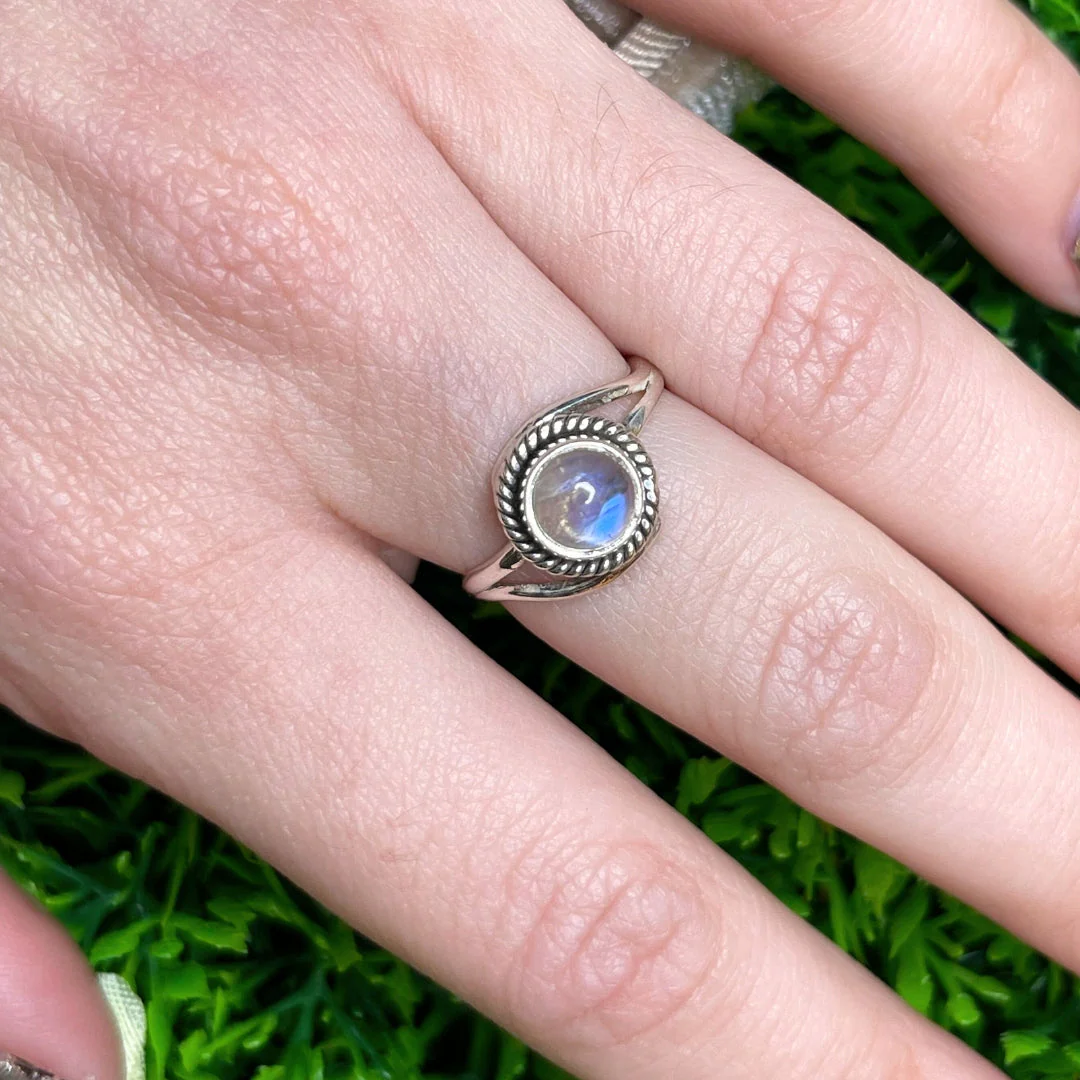 Bague Pierre de Lune Blue Fire #112 - Image 2