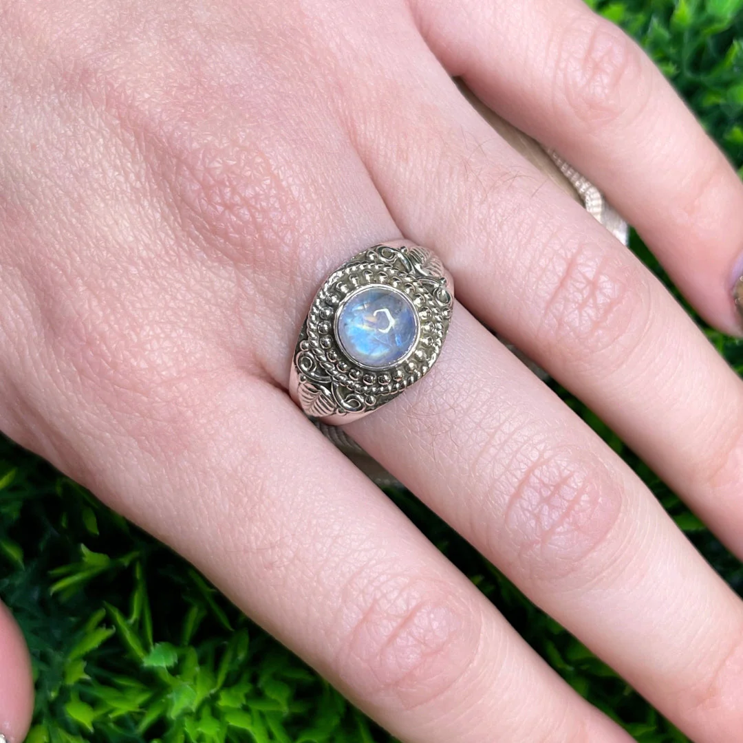 Bague Pierre de Lune Blue Fire #113 - Image 2