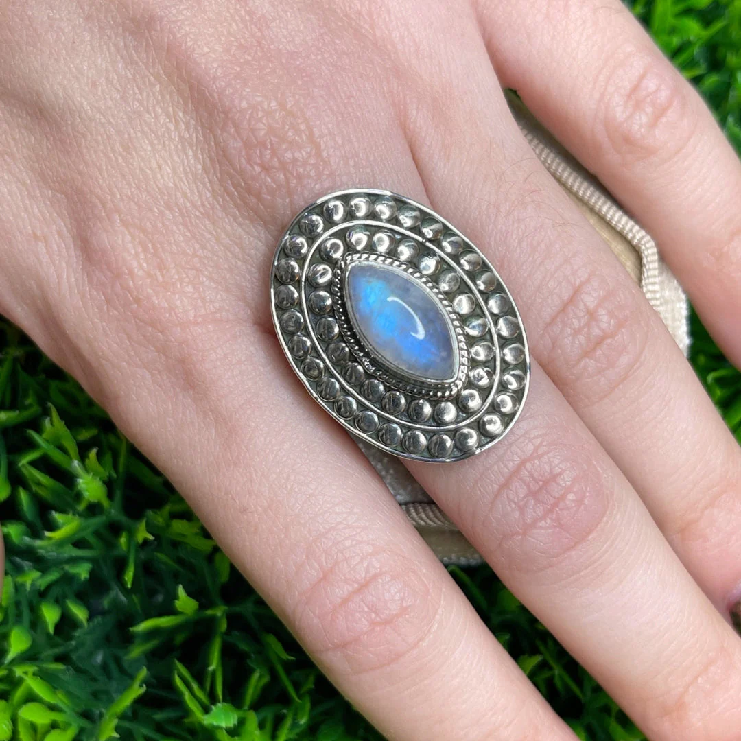 Bague Pierre de Lune Blue Fire #116 - Image 2