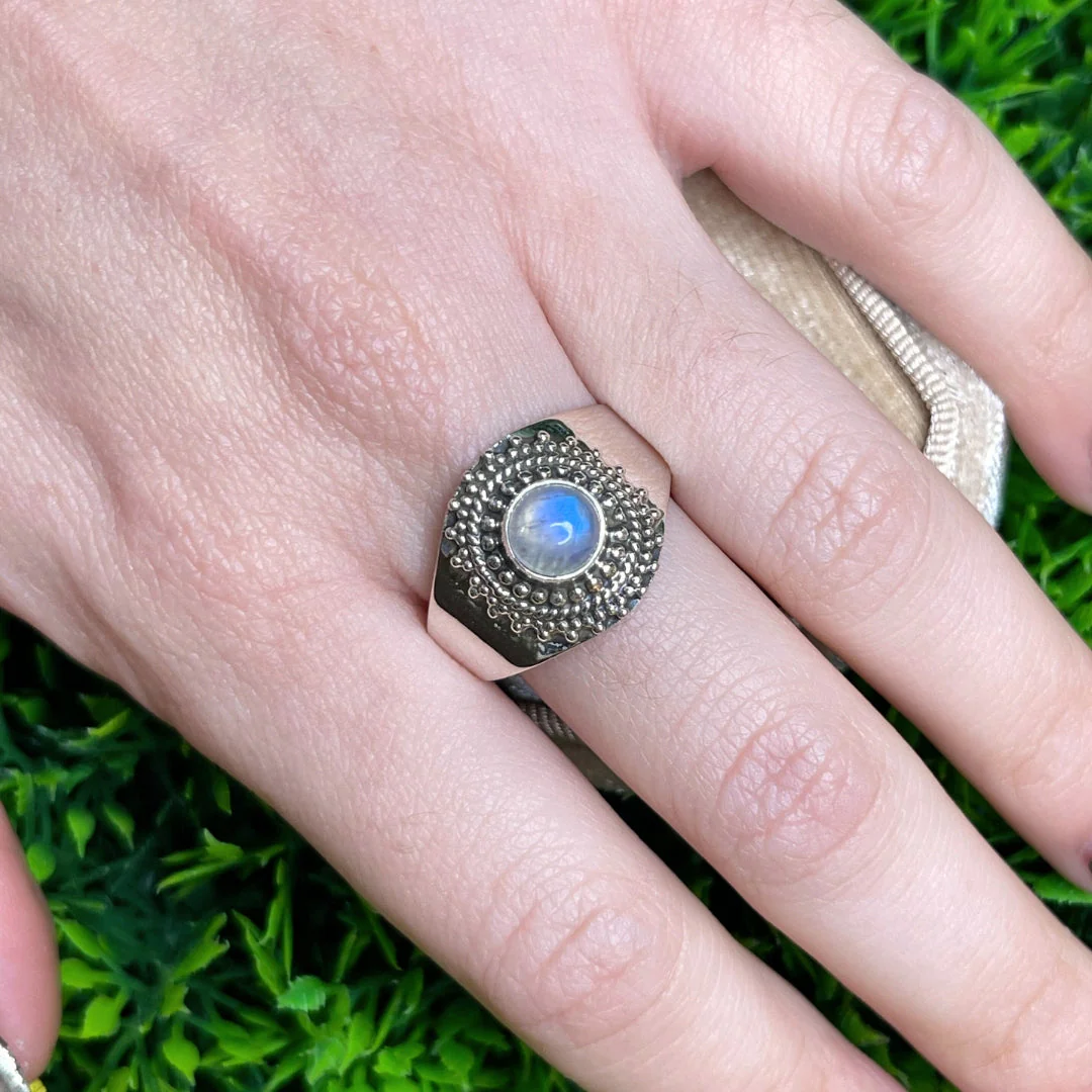 Bague Pierre de Lune Blue Fire #117 - Image 2