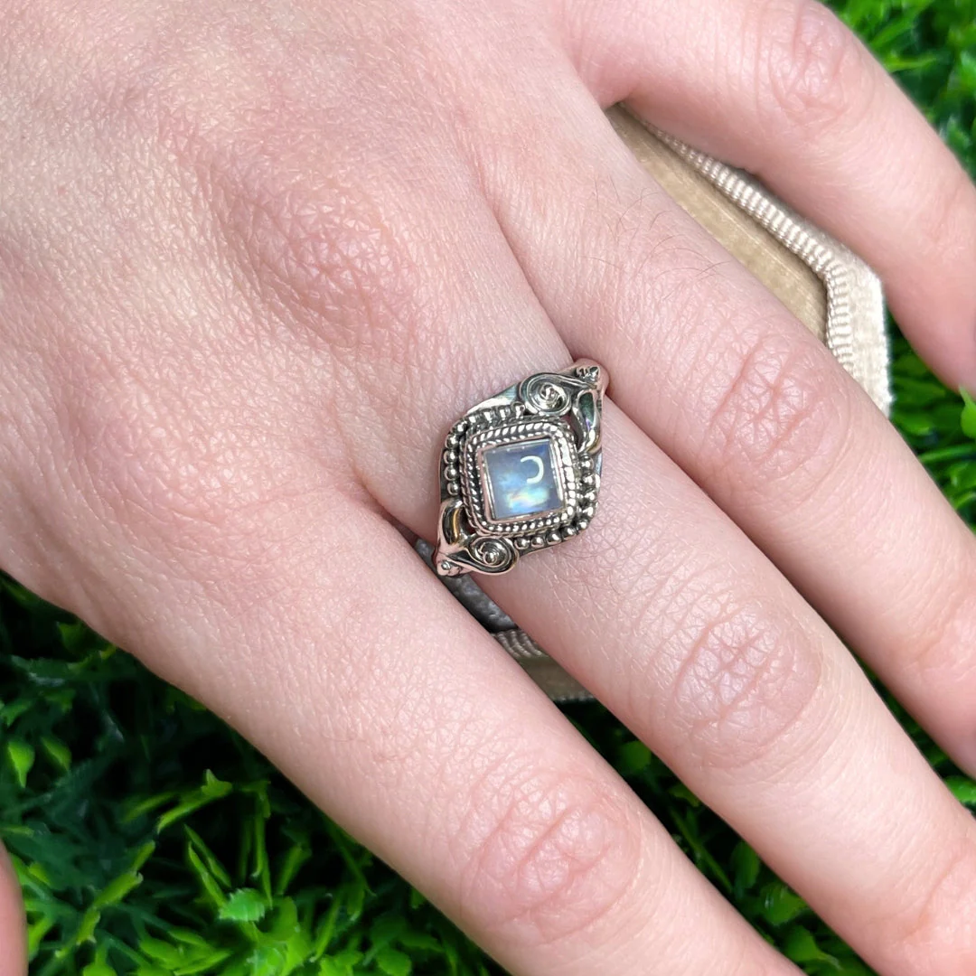 Bague Pierre de Lune Blue Fire #118 - Image 2