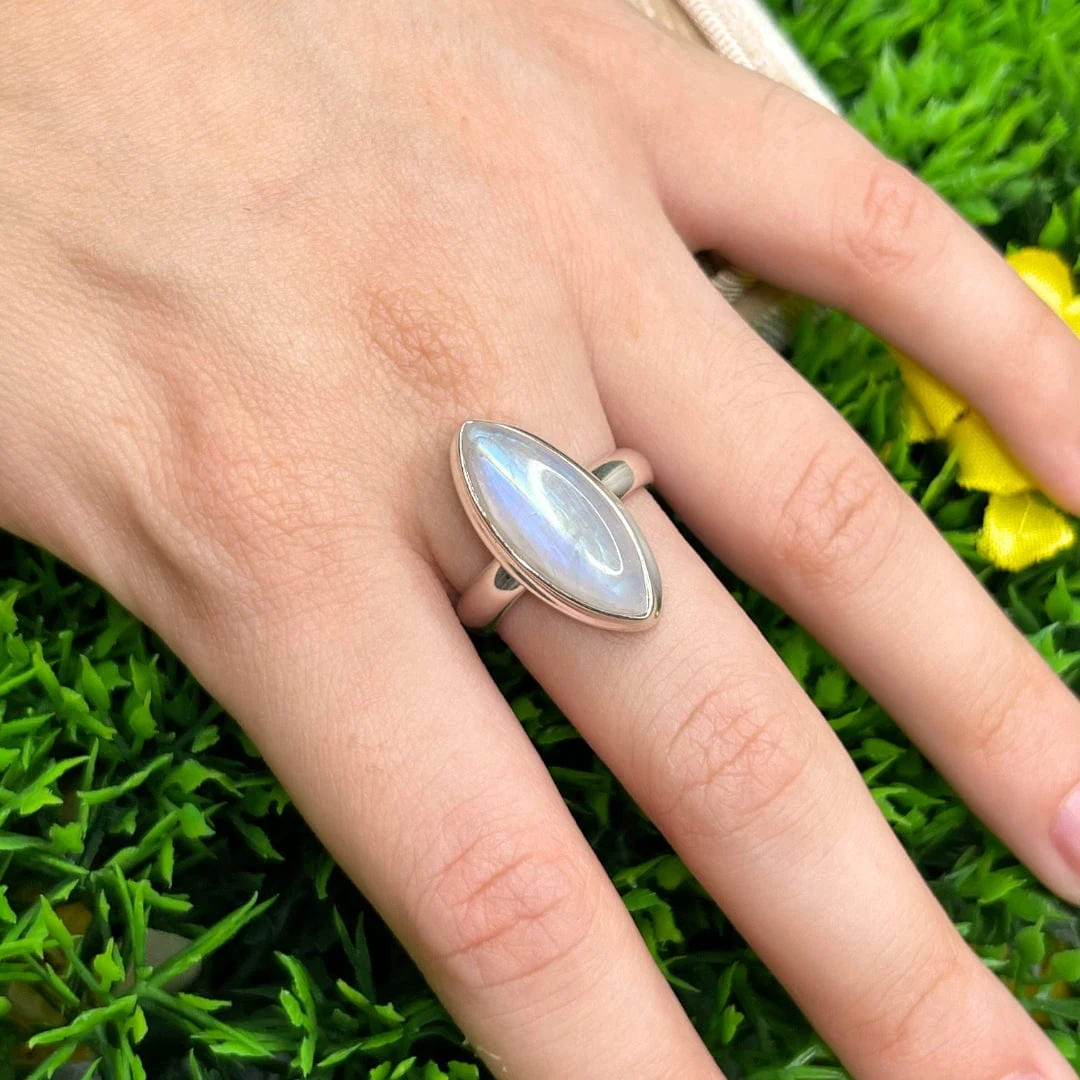 Bague Pierre de Lune Blue Fire #12 - Image 2