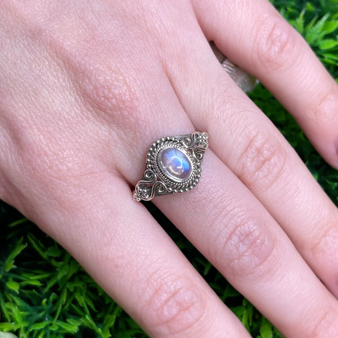 Bague Pierre de Lune Blue Fire #125 - Image 2
