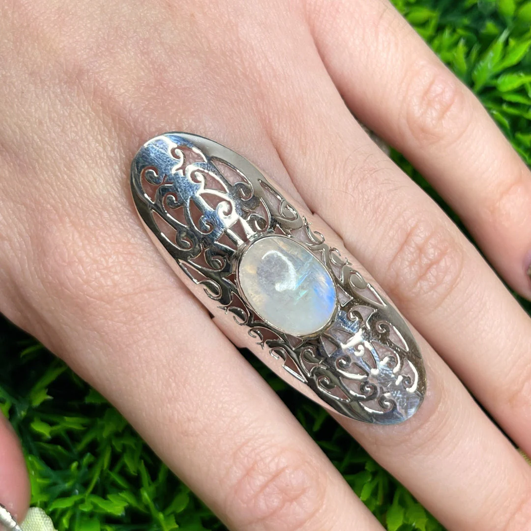 Bague Pierre de Lune Blue Fire #126 - Image 2