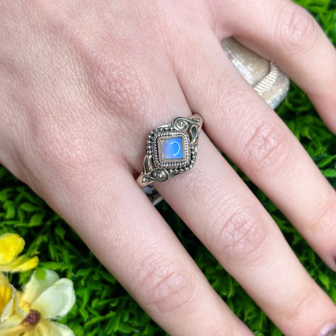Bague Pierre de Lune Blue Fire #127 - Image 2