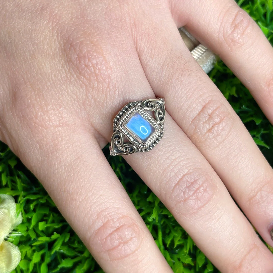 Bague Pierre de Lune Blue Fire #140 - Image 2