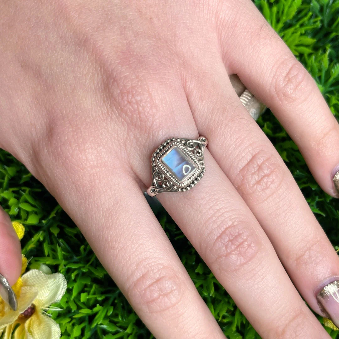 Bague Pierre de Lune Blue Fire #141 - Image 2
