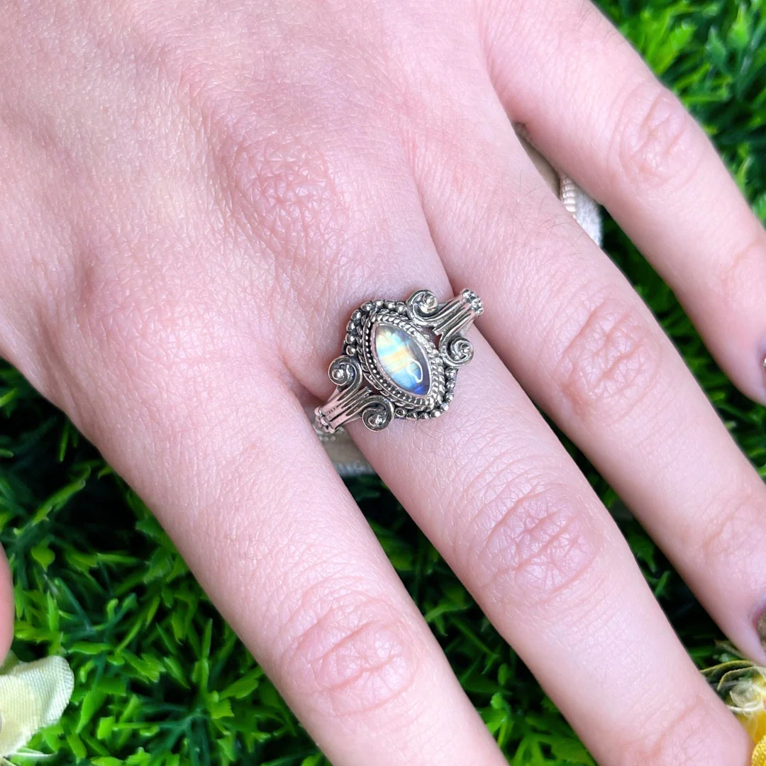 Bague Pierre de Lune Blue Fire #144 - Image 2