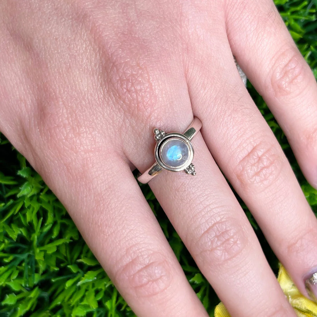 Bague Pierre de Lune Blue Fire #145 - Image 2