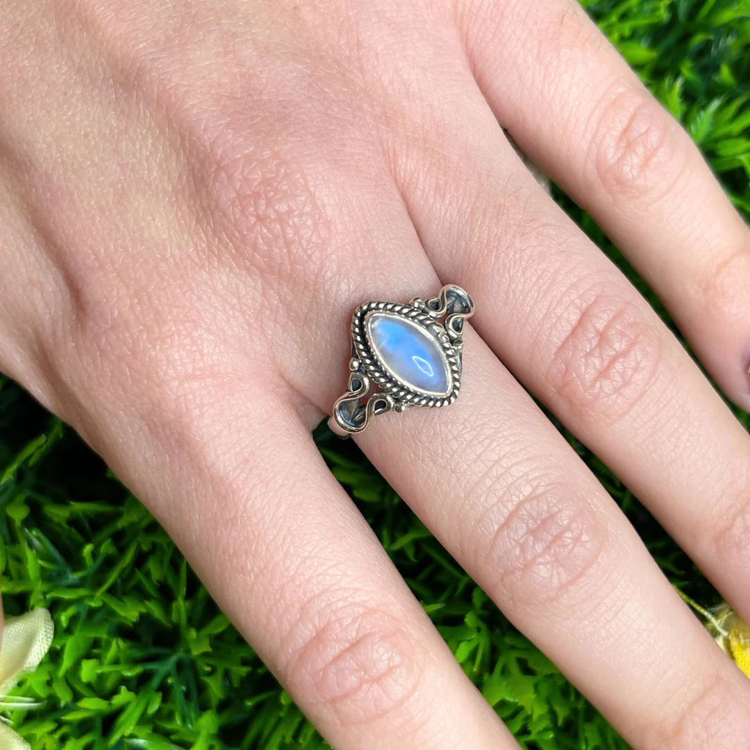 Bague Pierre de Lune Blue Fire #146 - Image 2