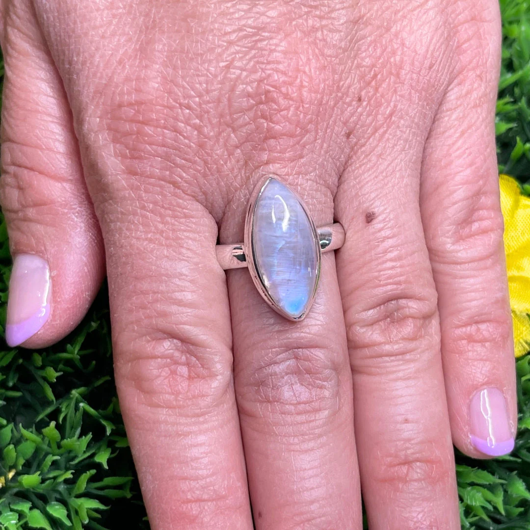 Bague Pierre de Lune Blue Fire #156 - Image 2