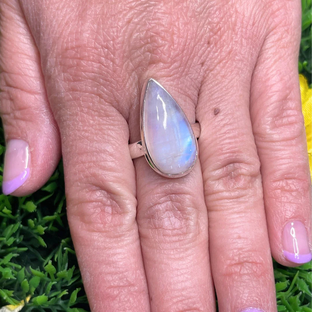 Bague Pierre de Lune Blue Fire #160 - Image 2