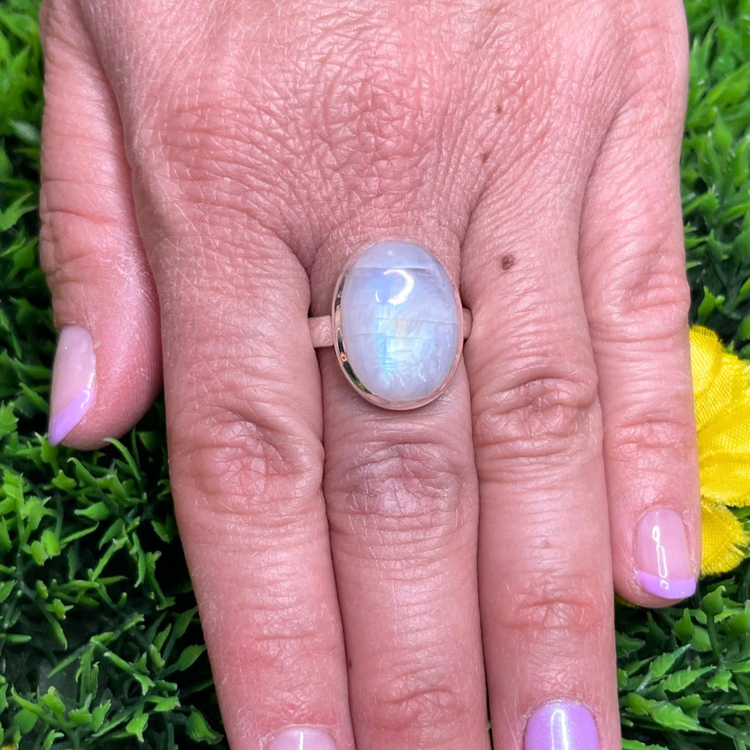 Bague Pierre de Lune Blue Fire #161 - Image 2