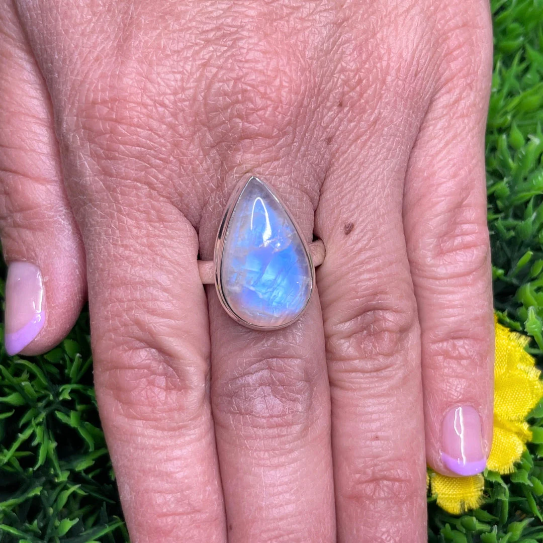 Bague Pierre de Lune Blue Fire #162 - Image 2