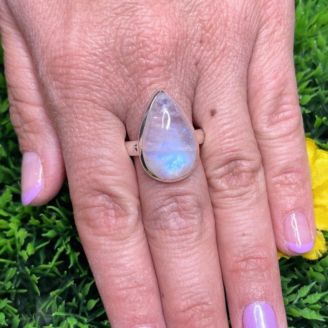 Bague Pierre de Lune Blue Fire #163 - Image 2