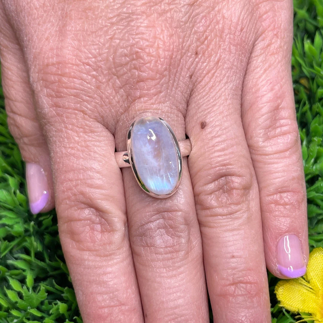 Bague Pierre de Lune Blue Fire #165 - Image 2