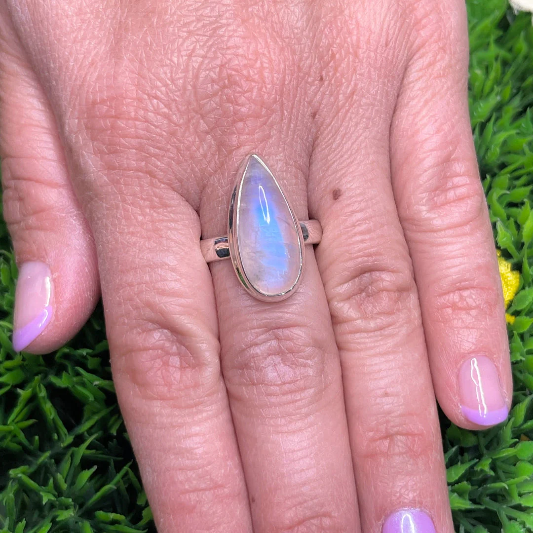 Bague Pierre de Lune Blue Fire #168 - Image 2