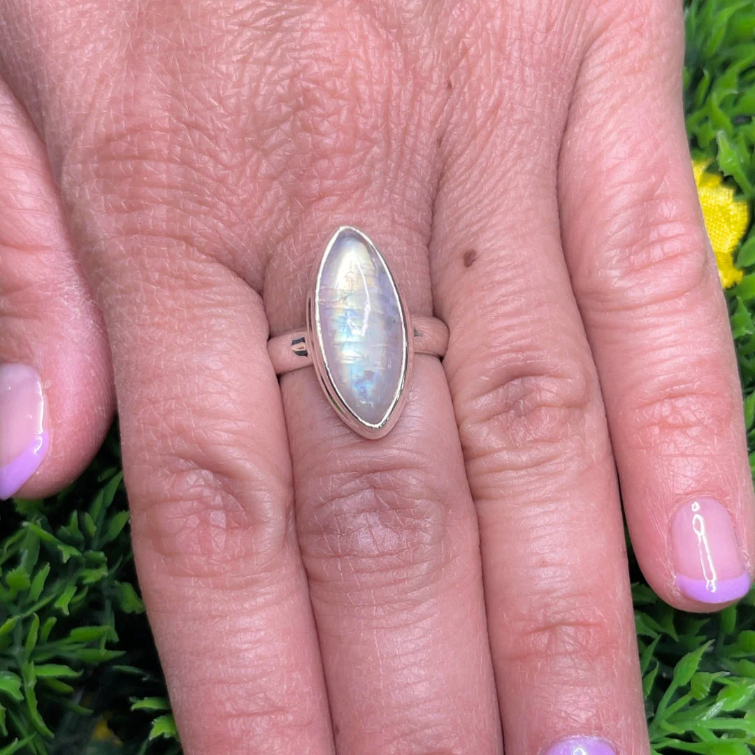 Bague Pierre de Lune Blue Fire #170 - Image 2