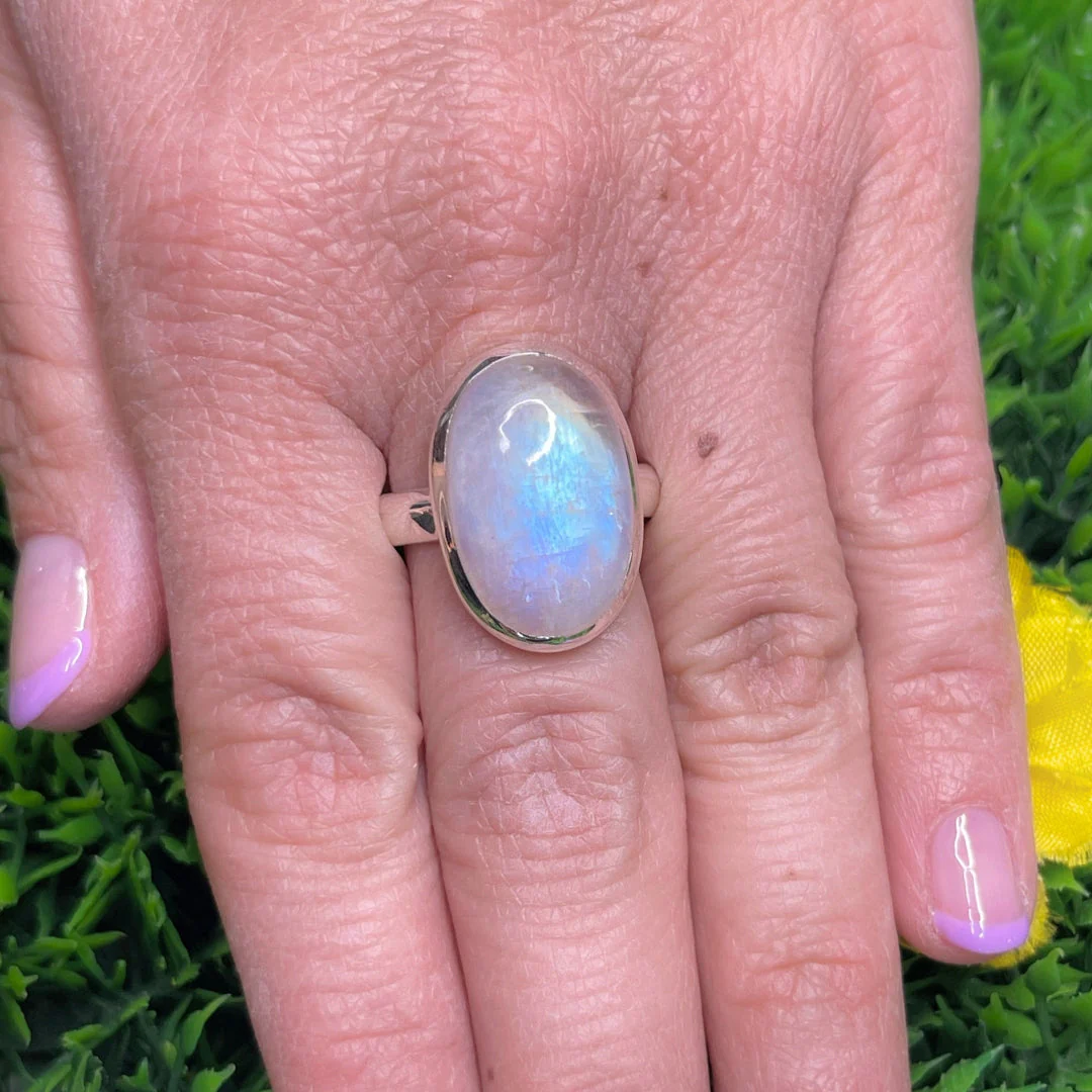 Bague Pierre de Lune Blue Fire #175 - Image 2