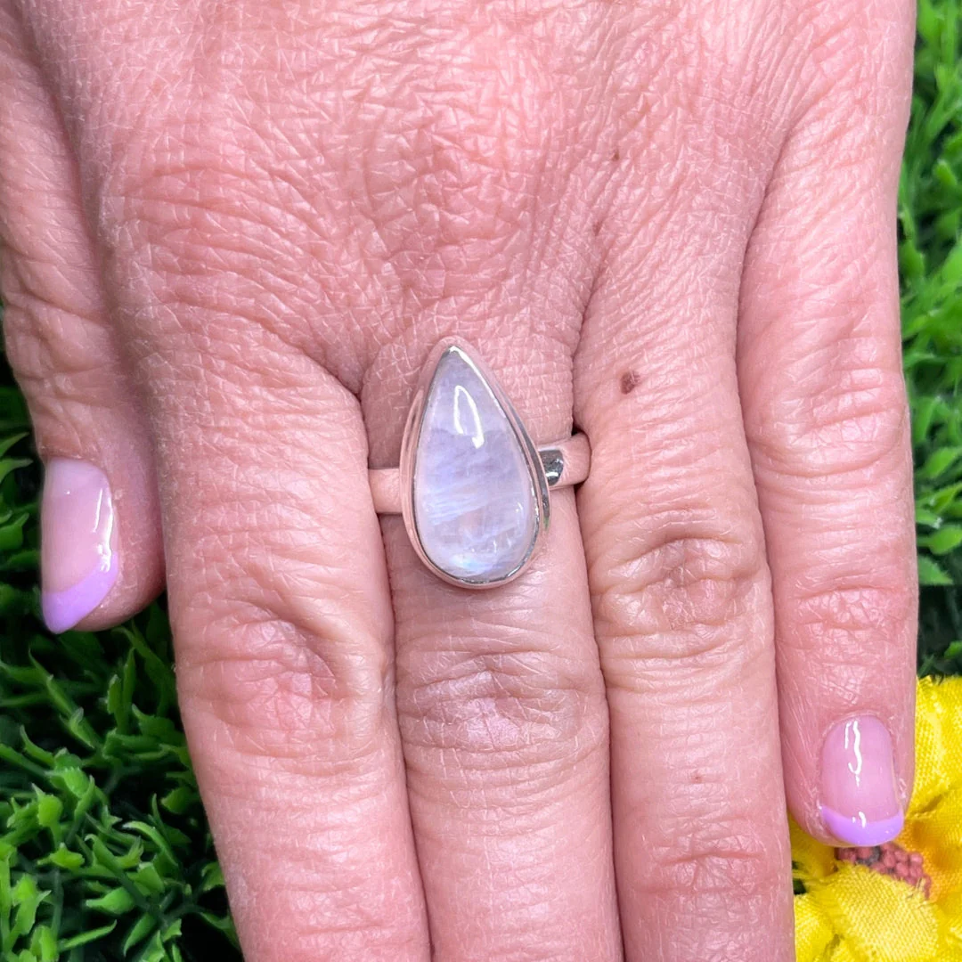 Bague Pierre de Lune Blue Fire #176 - Image 2