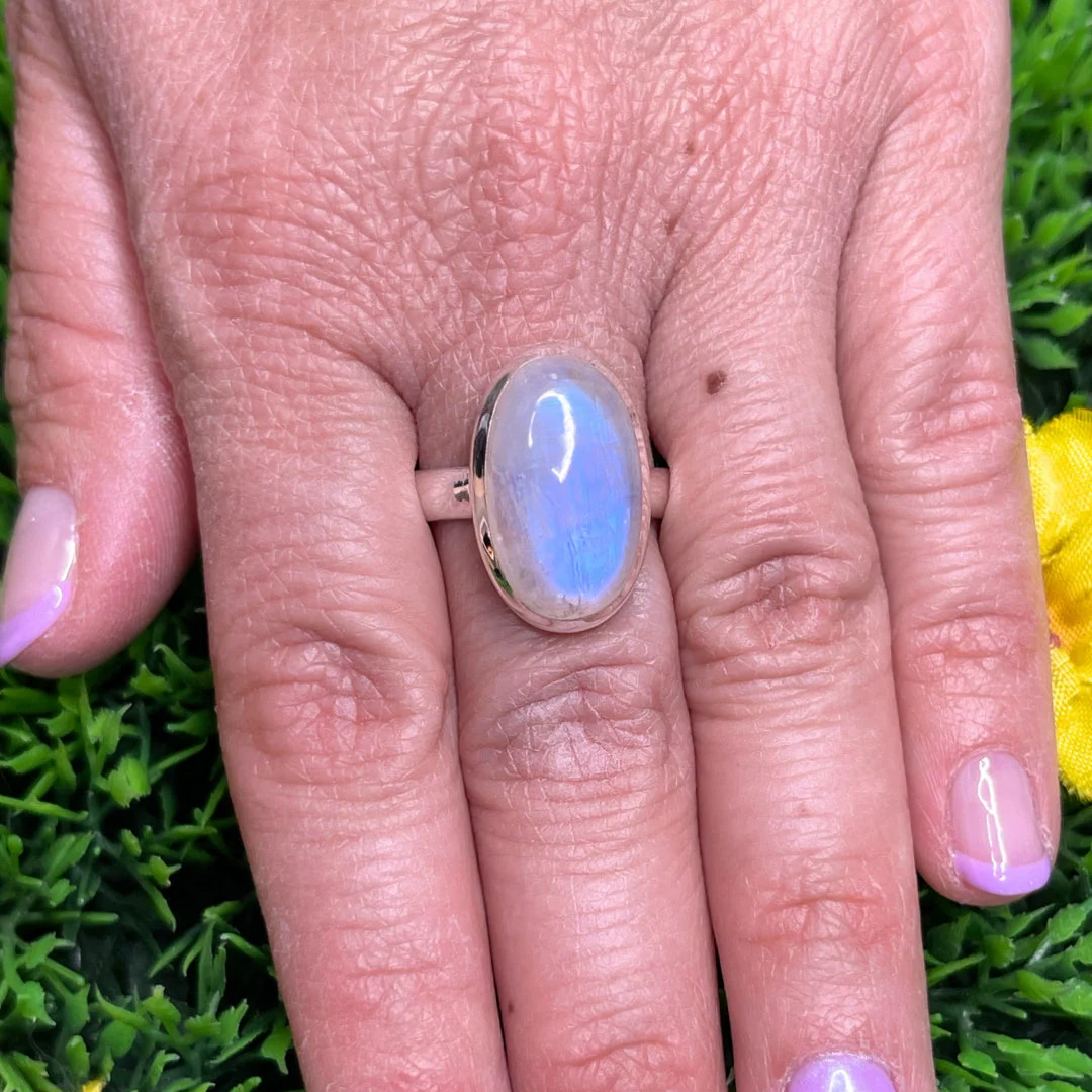 Bague Pierre de Lune Blue Fire #185 - Image 2
