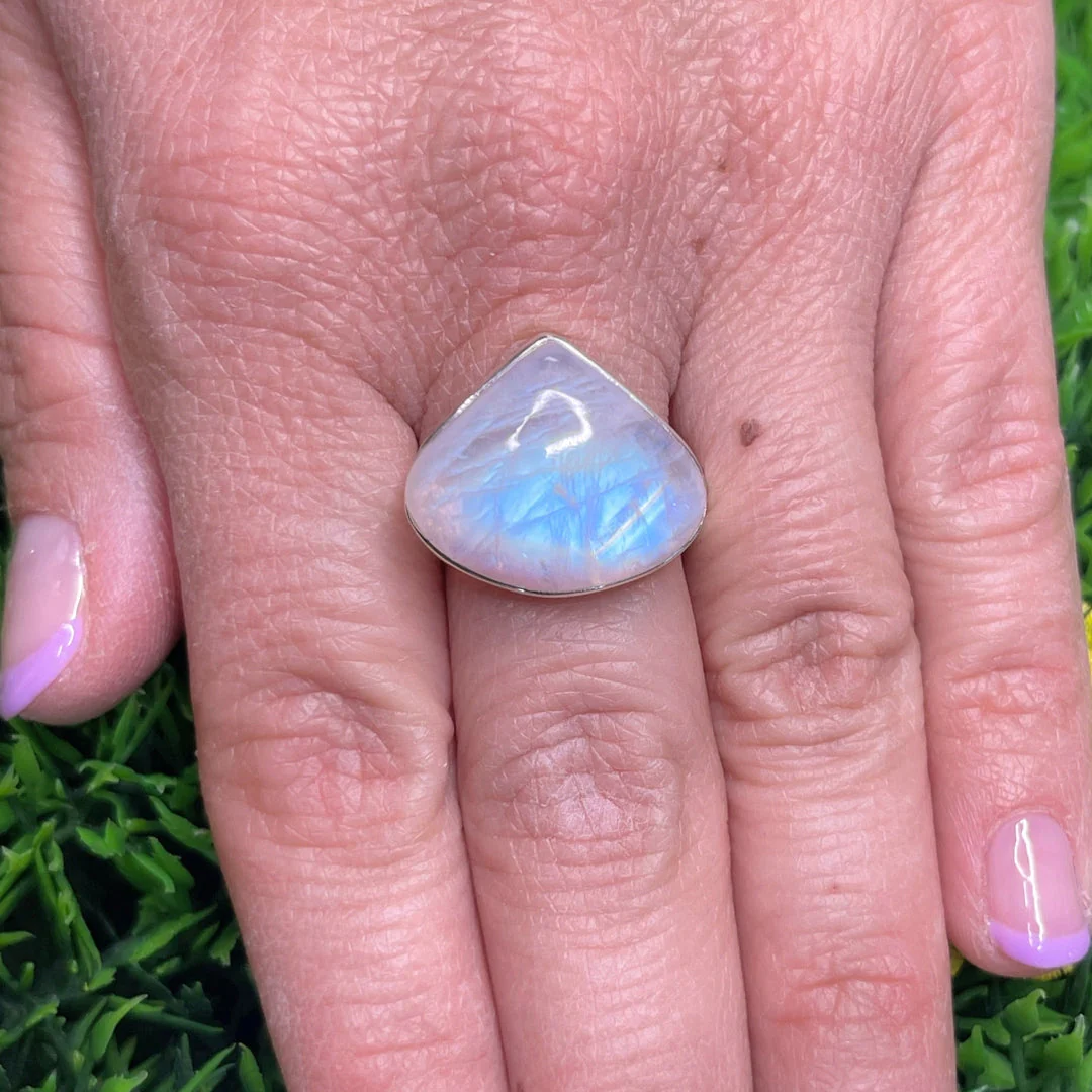 Bague Pierre de Lune Blue Fire #188 - Image 2