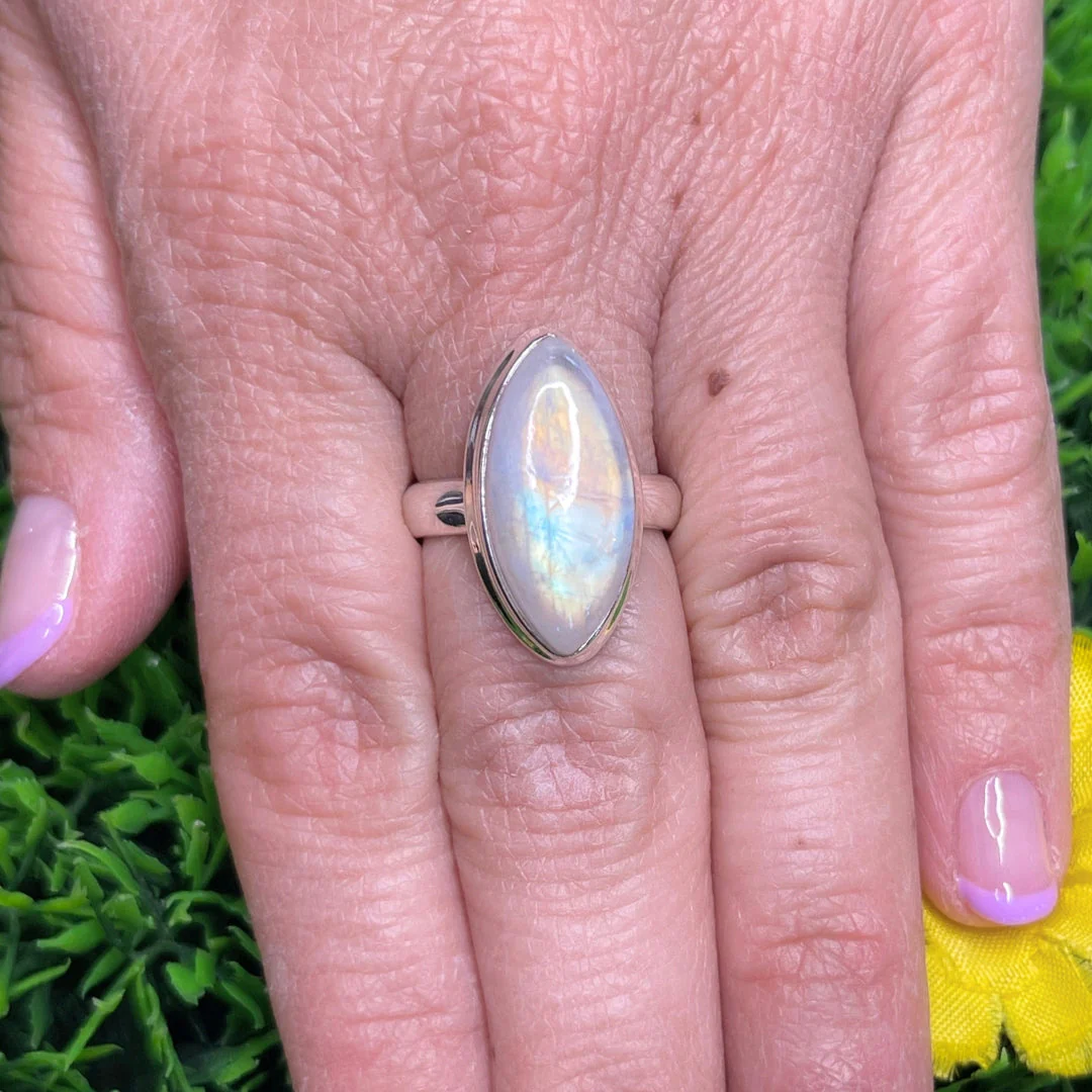 Bague Pierre de Lune Blue Fire #189 - Image 2