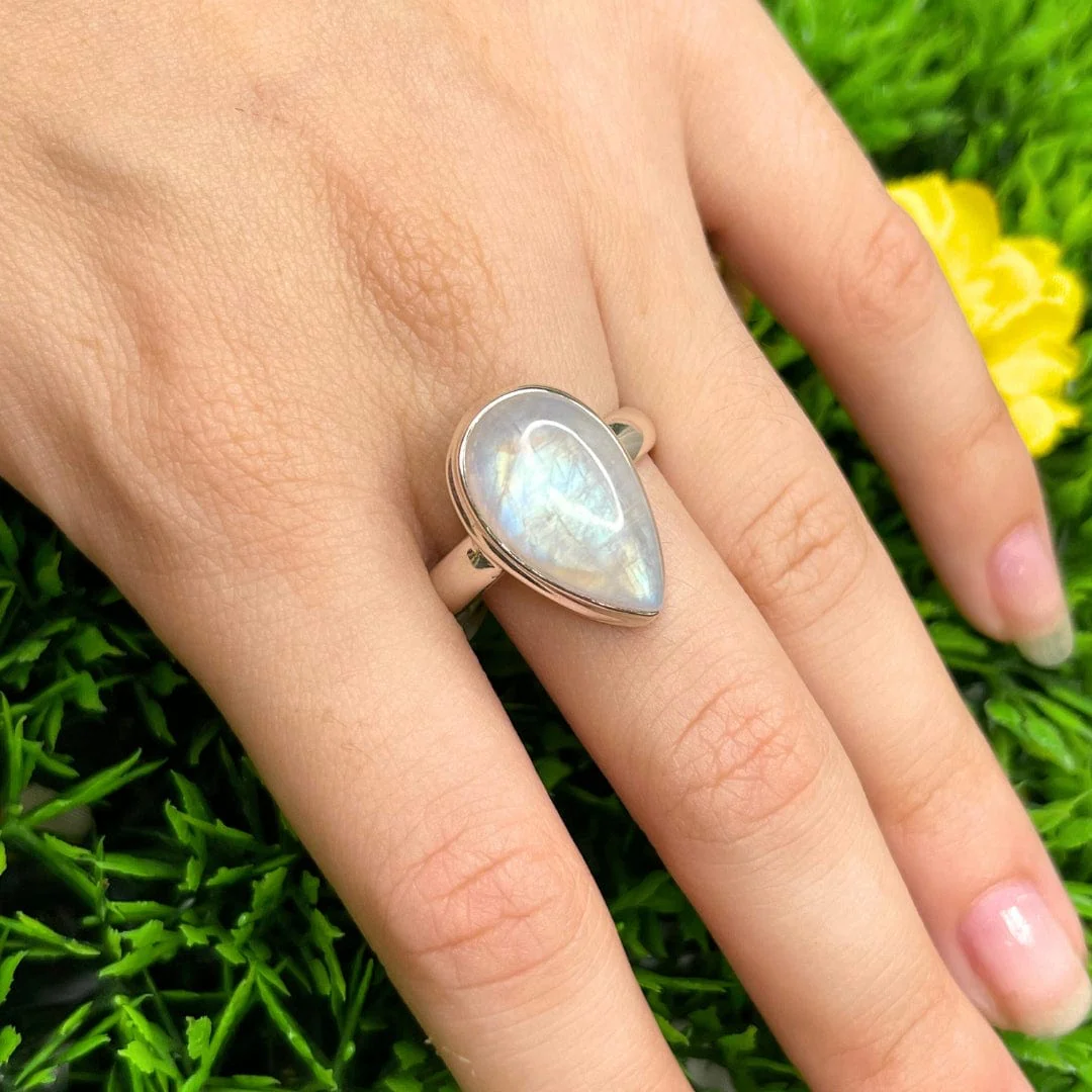 Bague Pierre de Lune Blue Fire #33 - Image 2