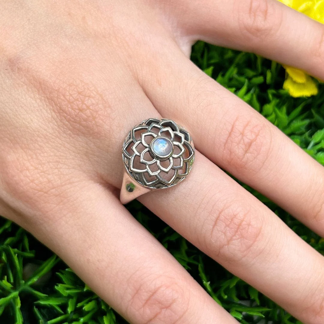 Bague Pierre de Lune Blue Fire #40 - Image 2