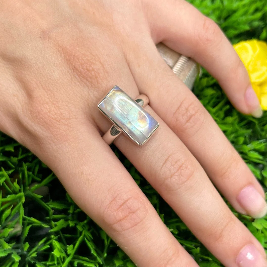 Bague Pierre de Lune Blue Fire #6 - Image 2