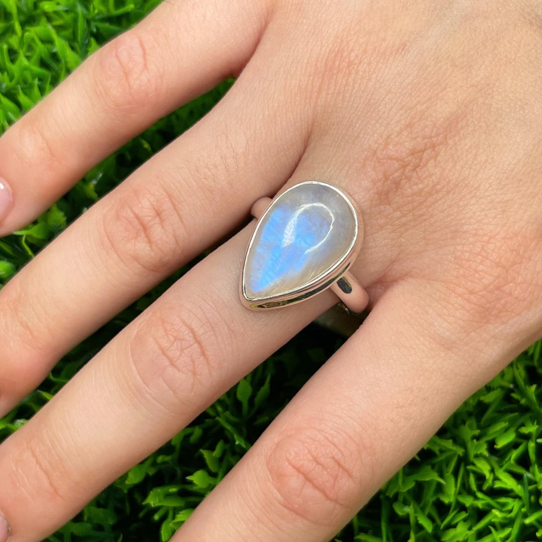 Bague Pierre de Lune Blue Fire #65 - Image 2