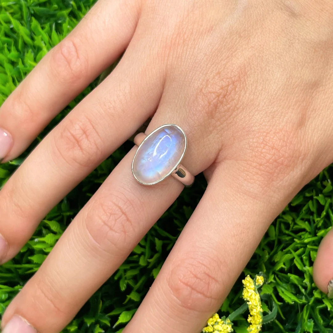 Bague Pierre de Lune Blue Fire #70 - Image 2