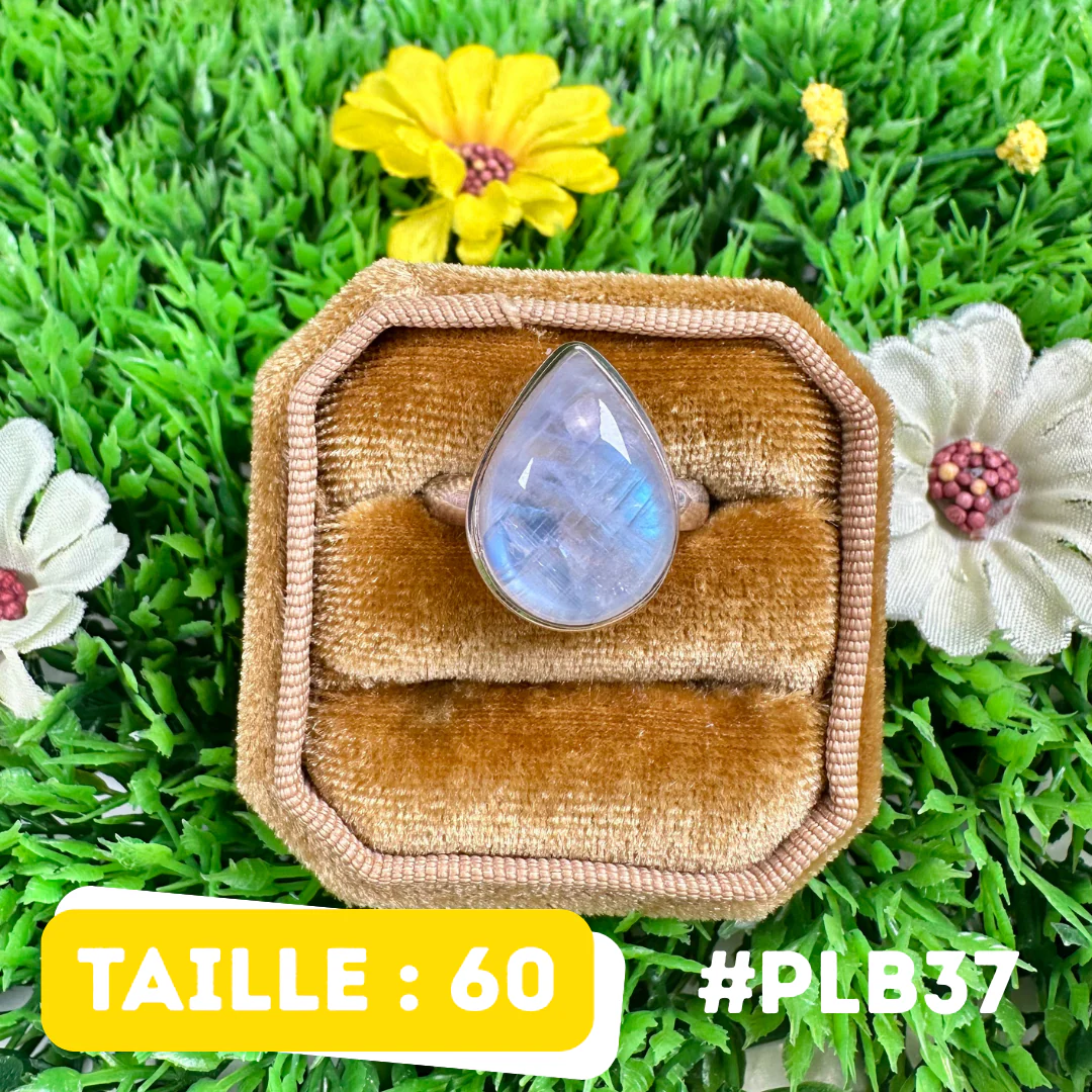 Bague Pierre de Lune Blue Fire #PLB37