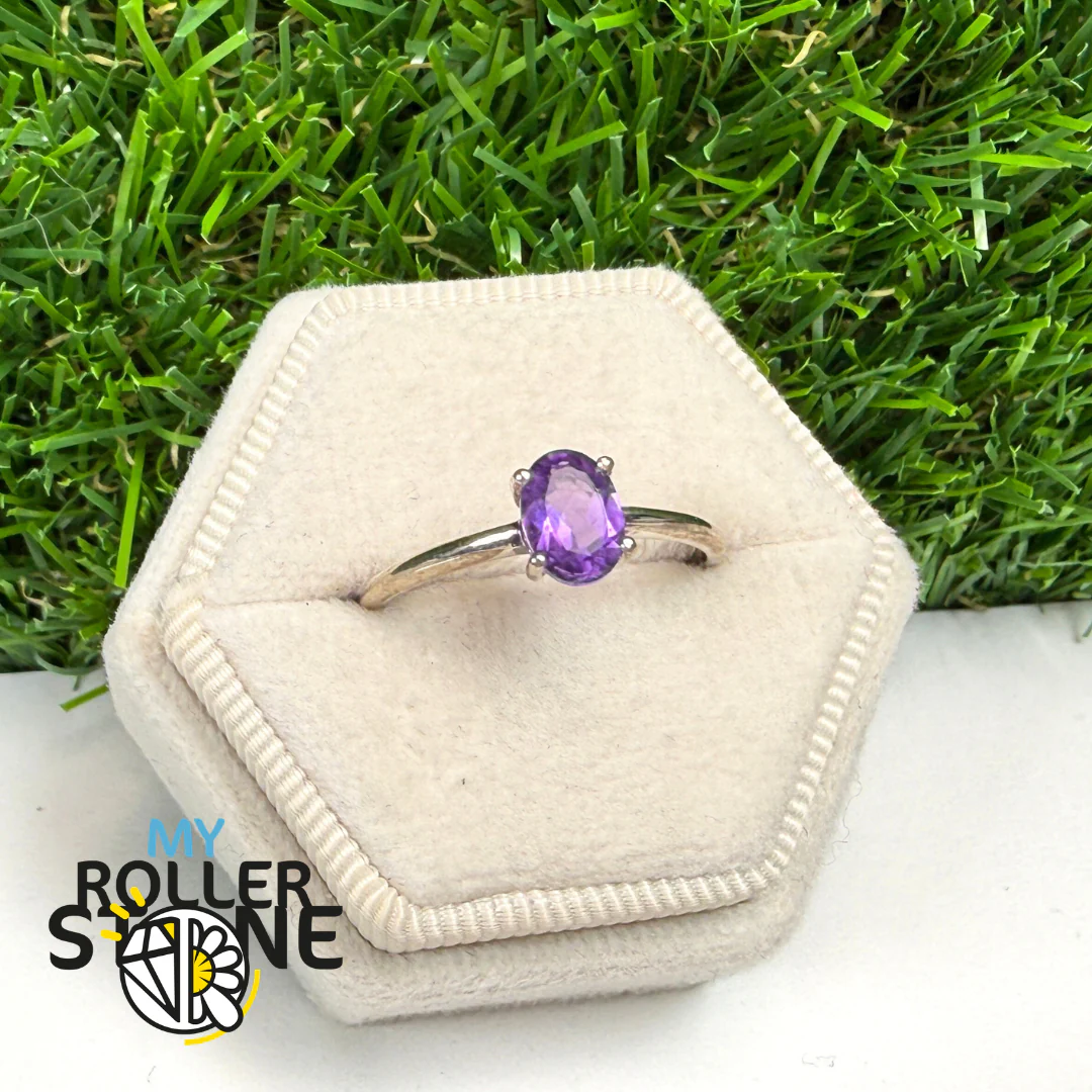 Bague Solitaire Améthyste Ovale Argent 925 (4 tailles)