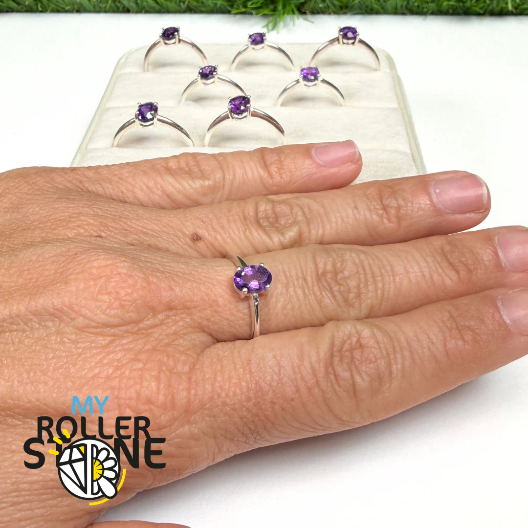 Bague Solitaire Améthyste Ovale Argent 925 (4 tailles) - Image 3