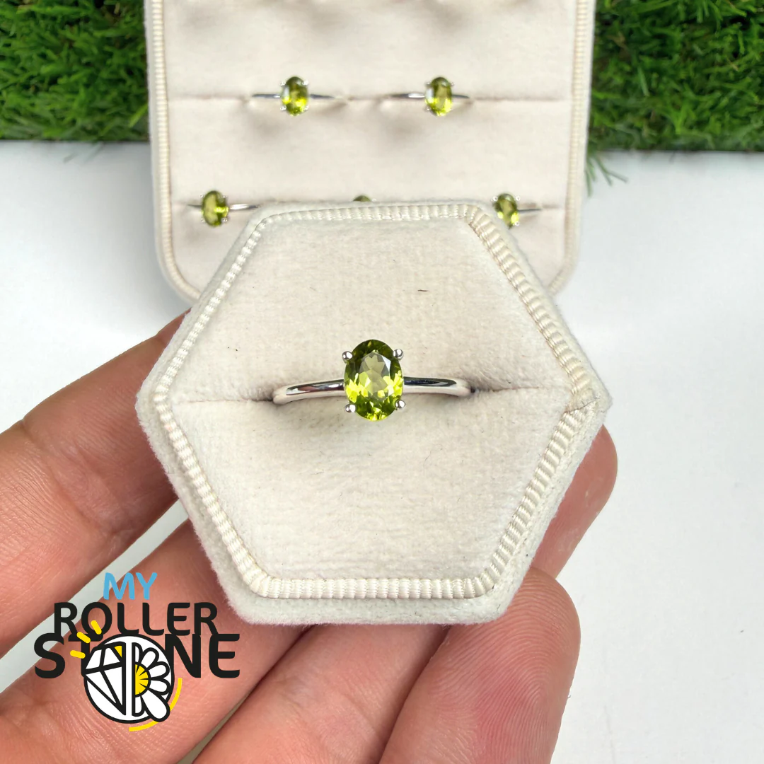 Bague Solitaire Péridot facettée Ovale (4 tailles)