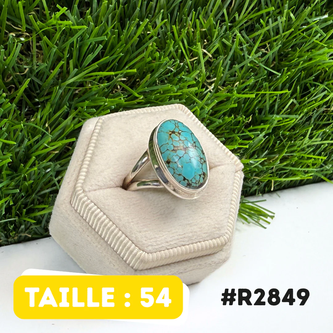 Bague Turquoise Tibétaine #R2849 - Image 2