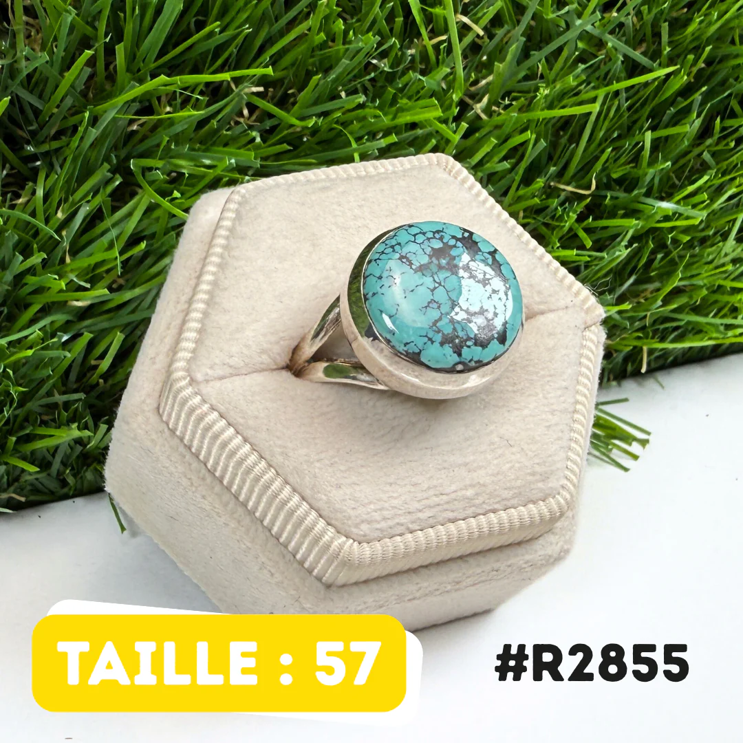 Bague Turquoise Tibétaine #R2855 - Image 2