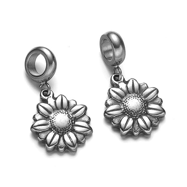 Charm Fleur acier avec bélière